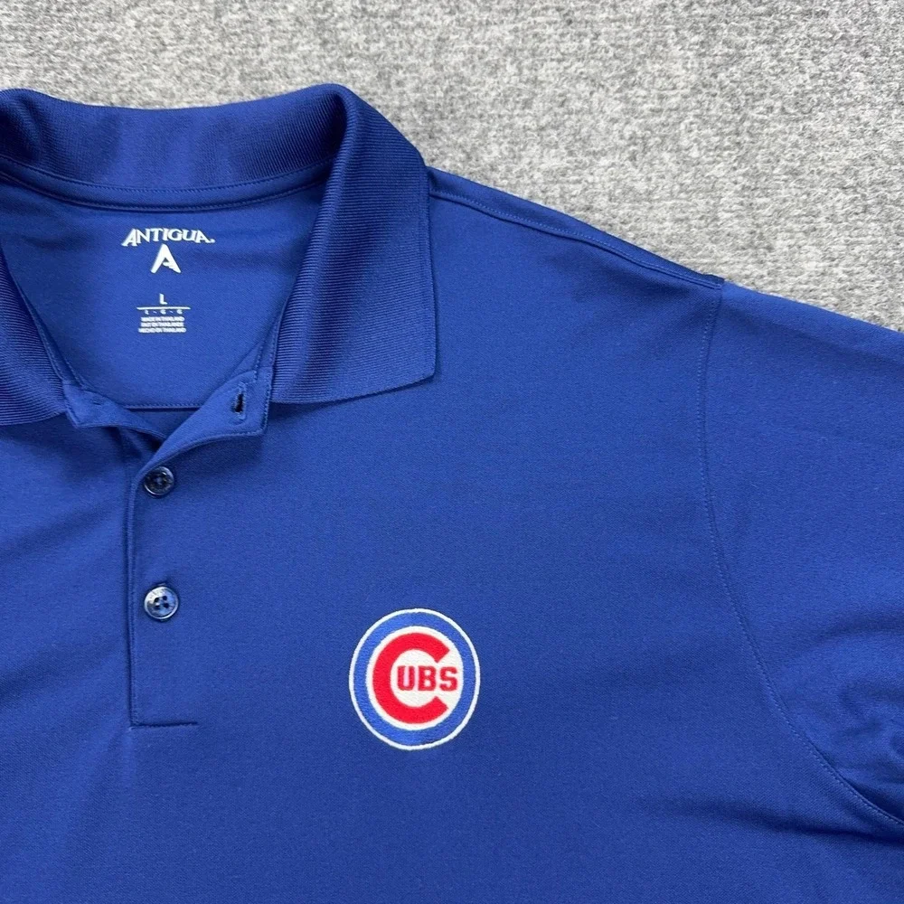 Chicago Cubs Shirt Mens Large Blue MLB Baseball Embroidered Polo Antigua